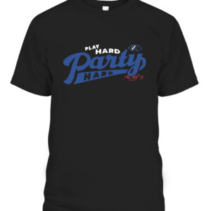 PLAY HARD, PARTY HARD SHIRT MAX SCHERZER Los Angeles Dodgers CAPT black front.jpg