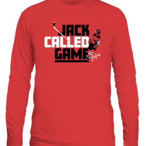 JACK CALLED GAME SHIRT JACK HUGHES New Jersey Devils CALS red front.jpg
