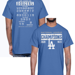Los Angeles Dodgers 2020 National League Champions Bloop Single Roster T-Shirt