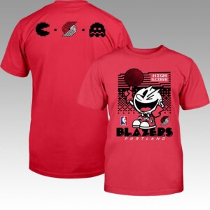 PacmanHighScoreBlazersShirtFunnyPacman PortlandTrailBlazersshirt1