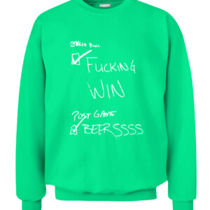 DALLAS CHECKLIST SHIRT Dallas Stars Red Bull Fucking Win Post Game Beerssss CACS irish green front.jpg