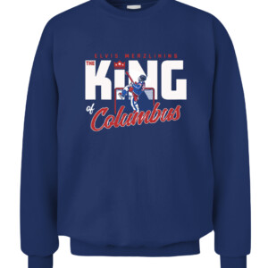 THE KING OF COLUMBUS SHIRT ELVIS MERZLIKINS Columbus Blue Jackets CACS navy front.jpg