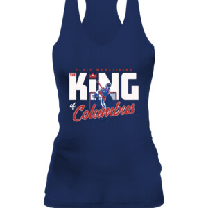 THE KING OF COLUMBUS SHIRT ELVIS MERZLIKINS Columbus Blue Jackets CAWT navy front.jpg