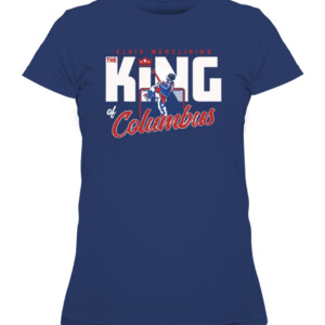 THE KING OF COLUMBUS SHIRT ELVIS MERZLIKINS Columbus Blue Jackets CAWTS navy front.jpg