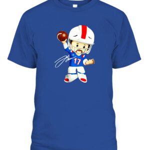 Josh Allen Little People T Shirt Buffalo Bills Fisher Price CAPT royal front.jpg