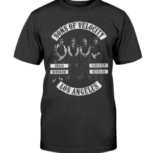 S-O-V T-Shirt Sons Of Velocity Julio Urías Clayton Kershaw Max Scherzer Walker Buehler Los Angeles Dodgers