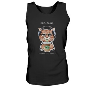 Cat in Headphone Cat-feine coffee then petting T-shirt Funny Cat Starbucks