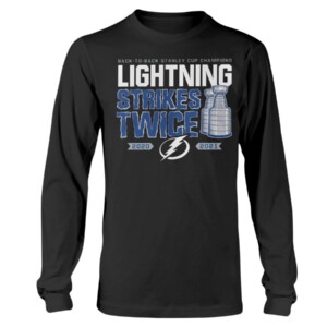 Back-to-Back Stanley Cup Champions Lightning Strikes Twice T-Shirt Tampa Bay Lightning 2021 Stanley Cup Champions