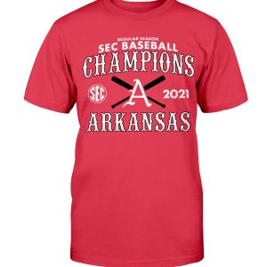 ARKANSAS 2021 SEC BASEBALL CHAMPIONS SHIRT  2021 Arkansas Razorback SEC Baseball Champ