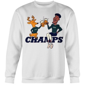 Bango & Giannis - Cheers to the Deer Shirt Bango-Jabbar Giannis Antetokounmpo Milwaukee Bucks 2021 NBA Finals Champions White Shirt