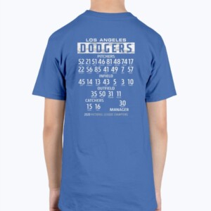 Los Angeles Dodgers 2020 National League Champions Bloop Single Roster T-Shirt