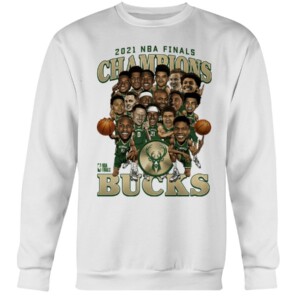2021 Finals Champions Team Caricature Roster T-Shirt Milwaukee Bucks 2021 NBA Finals Champions