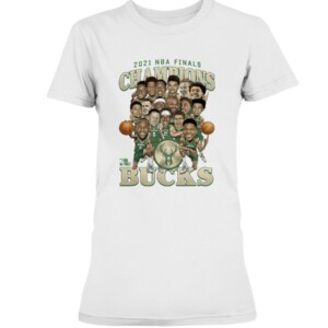 2021 Finals Champions Team Caricature Roster T-Shirt Milwaukee Bucks 2021 NBA Finals Champions