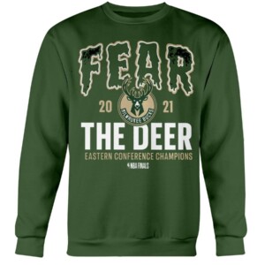 FEAR THE DEER T-Shirt Milwaukee Bucks 2021 Eastern Conference Champions Team Roster NBA FINAL