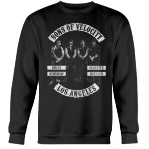 S-O-V T-Shirt Sons Of Velocity Julio Urías Clayton Kershaw Max Scherzer Walker Buehler Los Angeles Dodgers