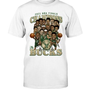 2021 Finals Champions Team Caricature Roster T-Shirt Milwaukee Bucks 2021 NBA Finals Champions