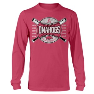 OMAHOGS SHIRT 2021 Arkansas Razorback years Arkansas has played in Omaha