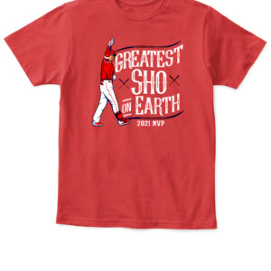 GREATEST SHO ON EARTH SHIRT SHOHEI OHTANI Los Angeles Angels APKT red front.jpg