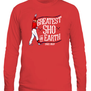 GREATEST SHO ON EARTH SHIRT SHOHEI OHTANI Los Angeles Angels CALS red front.jpg