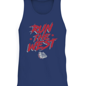 RUN THE WEST SHIRT Gonzaga Bulldogs CATT navy front.jpg