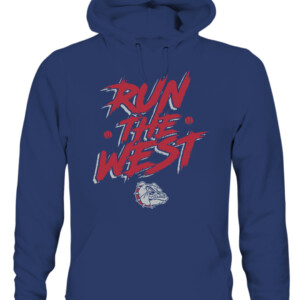 RUN THE WEST SHIRT Gonzaga Bulldogs CAUH navy front.jpg