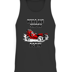 HERE WE SNOW AGAIN SANTA T Shirt VINTAGE CHRISTMAS TEES CATT black front.jpg