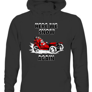 HERE WE SNOW AGAIN SANTA T Shirt VINTAGE CHRISTMAS TEES CAUH black front.jpg