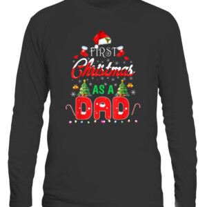 First Christmas As a Mom Shirt Santa Hat Ugly Xmas 2021 T Shirt Merry Christmas Shirts For Family Santa Gift CALS black front.jpg