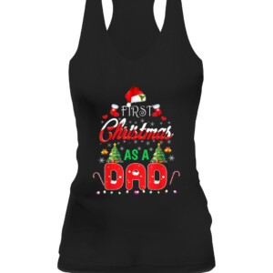First Christmas As a Mom Shirt Santa Hat Ugly Xmas 2021 T Shirt Merry Christmas Shirts For Family Santa Gift CAWT black front.jpg