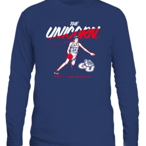 CHET HOLMGREN THE UNICORN SHIRT Chet Holmgren Gonzaga Bulldogs CALS navy front.jpg