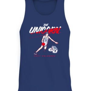 CHET HOLMGREN THE UNICORN SHIRT Chet Holmgren Gonzaga Bulldogs CATT navy front.jpg