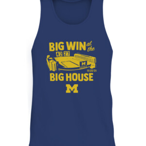BIG WIN AT THE BIG HOUSE SHIRT Michigan Wolverines CATT navy front.jpg