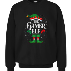 Gamer Elf Matching Family Group Christmas Party Pajama T Shirt CACS black front.jpg
