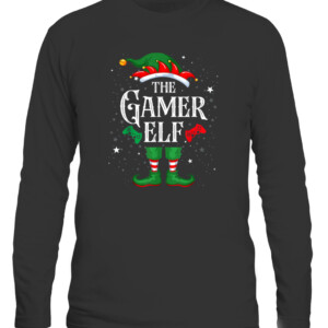 Gamer Elf Matching Family Group Christmas Party Pajama T Shirt CALS black front.jpg