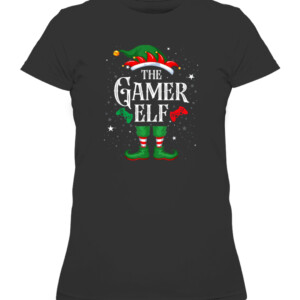 Gamer Elf Matching Family Group Christmas Party Pajama T Shirt CAWTS black front.jpg