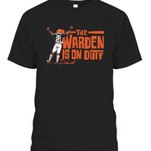 THE WARDEN'S ON DUTY SHIRT Denzel Ward Cleveland Browns CABT black front.jpg