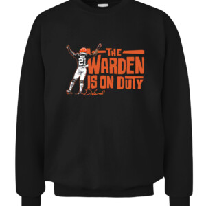 THE WARDEN'S ON DUTY SHIRT Denzel Ward Cleveland Browns CACS black front.jpg