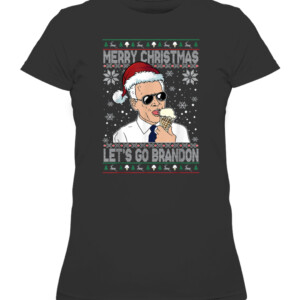 Merry Xmas Let's Go Brandon Ugly Christmas Sweater Ice Cream T Shirt CAWTS black front.jpg