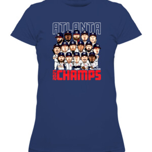 Atlanta Braves 2021 World Series Champions Roster T Shirt CAWTS navy front.jpg