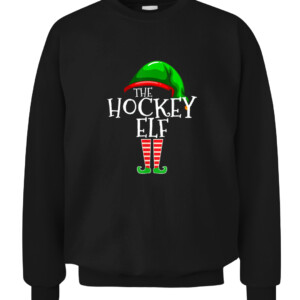 The Hockey Elf Group Matching Family Christmas Gifts Holiday T Shirt CACS black front.jpg