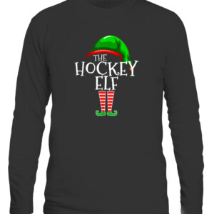 The Hockey Elf Group Matching Family Christmas Gifts Holiday T Shirt CALS black front.jpg