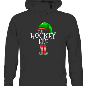 The Hockey Elf Group Matching Family Christmas Gifts Holiday T Shirt CAUH black front.jpg