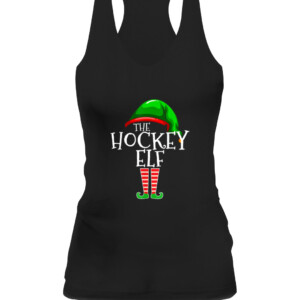 The Hockey Elf Group Matching Family Christmas Gifts Holiday T Shirt CAWT black front.jpg