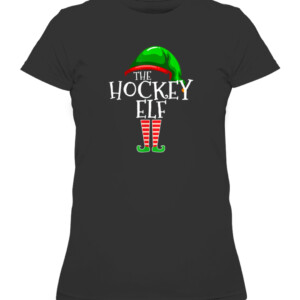 The Hockey Elf Group Matching Family Christmas Gifts Holiday T Shirt CAWTS black front.jpg