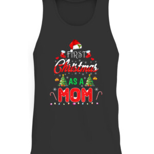 First Christmas As a Mom Shirt Santa Hat Ugly Xmas 2021 T Shir Merry Christmas Shirts For Family Santa Gift CATT black front.jpg