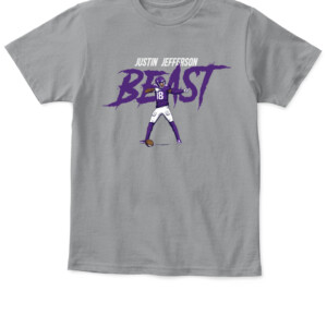 JUSTIN JEFFERSON BEAST SHIRT Minnesota Vikings JUSTIN JEFFERSON APKT sport grey front.jpg