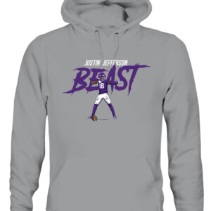 JUSTIN JEFFERSON BEAST SHIRT Minnesota Vikings JUSTIN JEFFERSON CAUH sport grey front.jpg