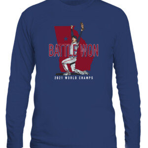 BATTLE WON SHIRT FREDDIE FREEMAN Atlanta Braves 2021 World Series Champions CALS navy front.jpg
