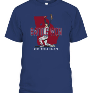 BATTLE WON SHIRT FREDDIE FREEMAN Atlanta Braves 2021 World Series Champions CAPT navy front.jpg