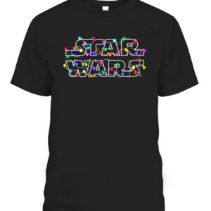 Star Wars Christmas Lights Logo T Shirt CABT black front.jpg